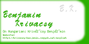 benjamin krivacsy business card